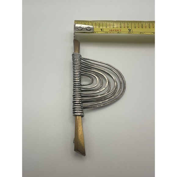 Vintage Sterling Silver & Brass Handmade Brooch Pin Marjorie Baer SF Unsigned - Picture 4 of 4